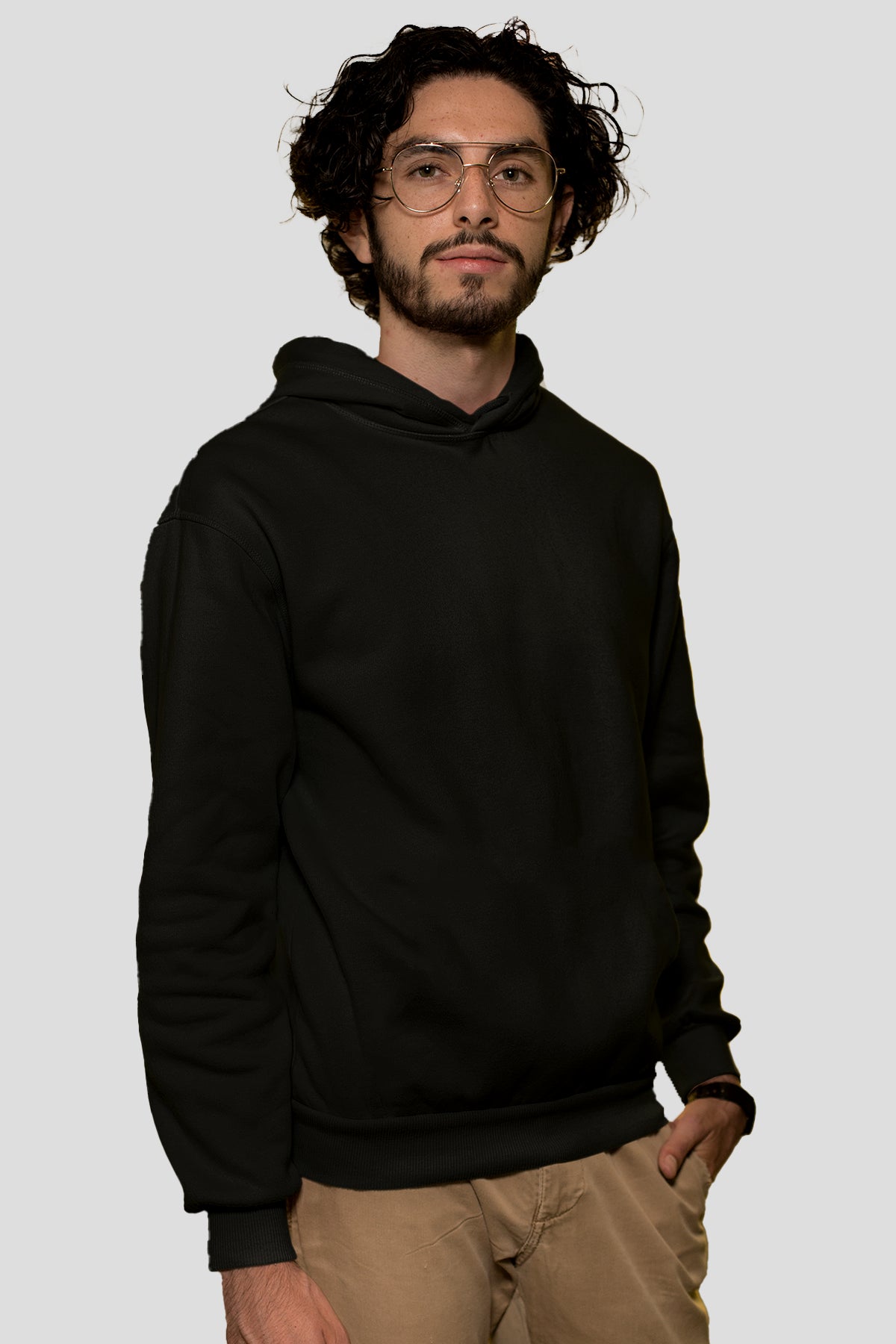 Unisex Regular Siyah Kapşonlu Hoodie